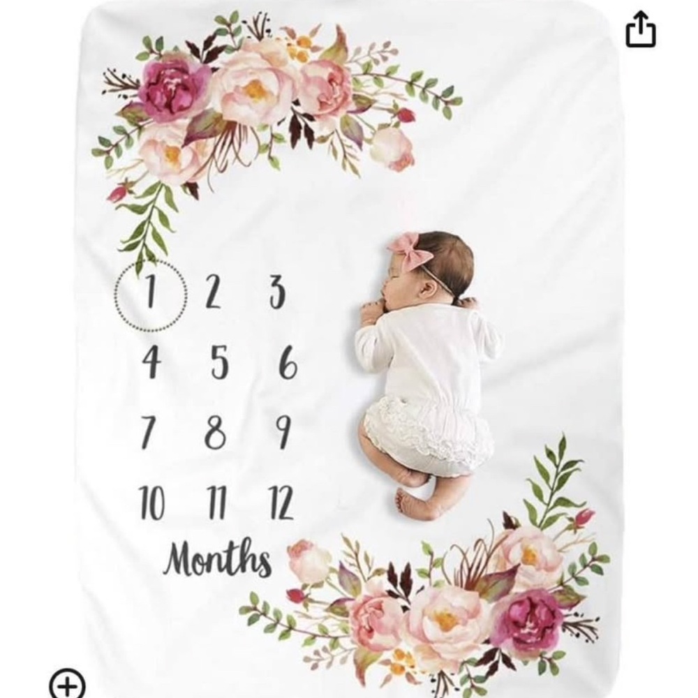 Baby Photo Milestone Fleece White Blanket for Pictures as Baby Grows